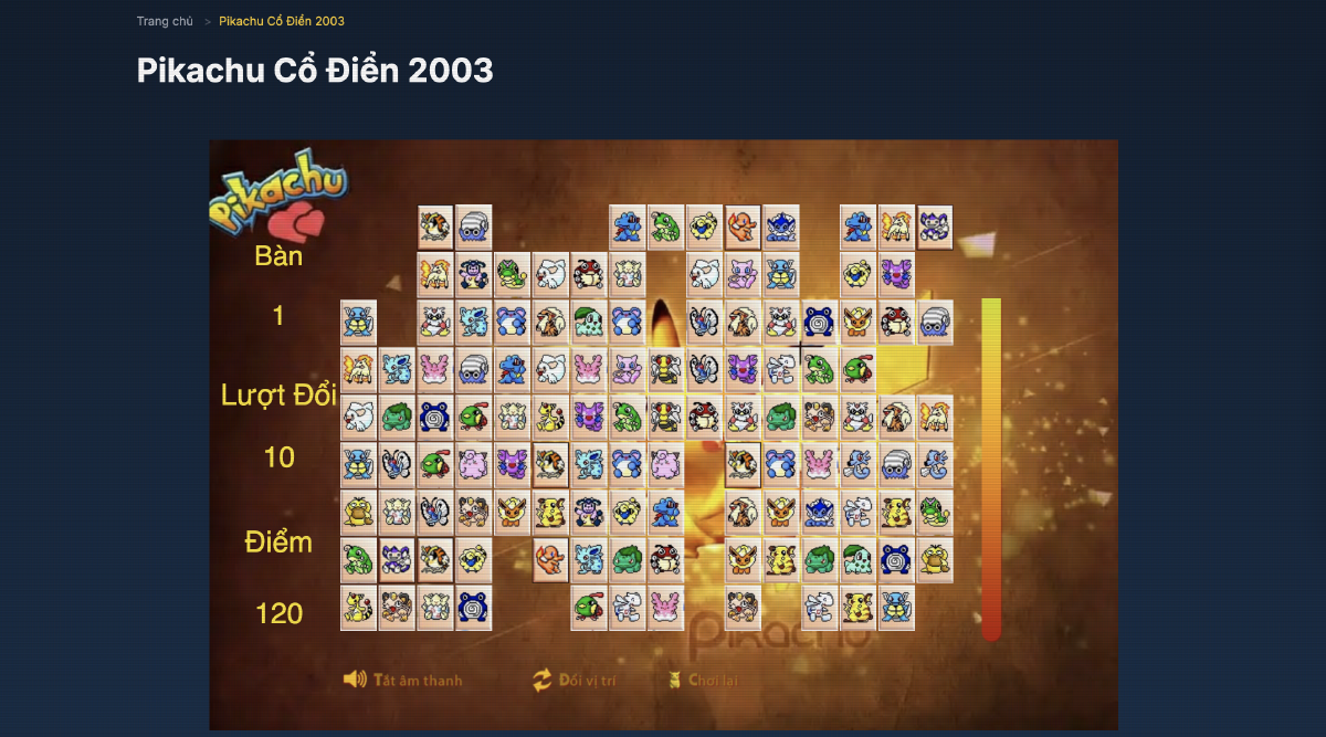 Hình ảnh chơi Pikachu Cổ Điển 2003 trên máy tính